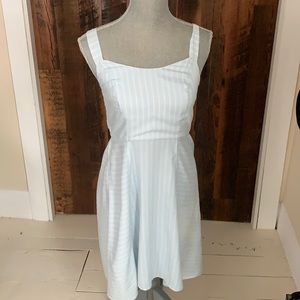 light blue and white striped sundress